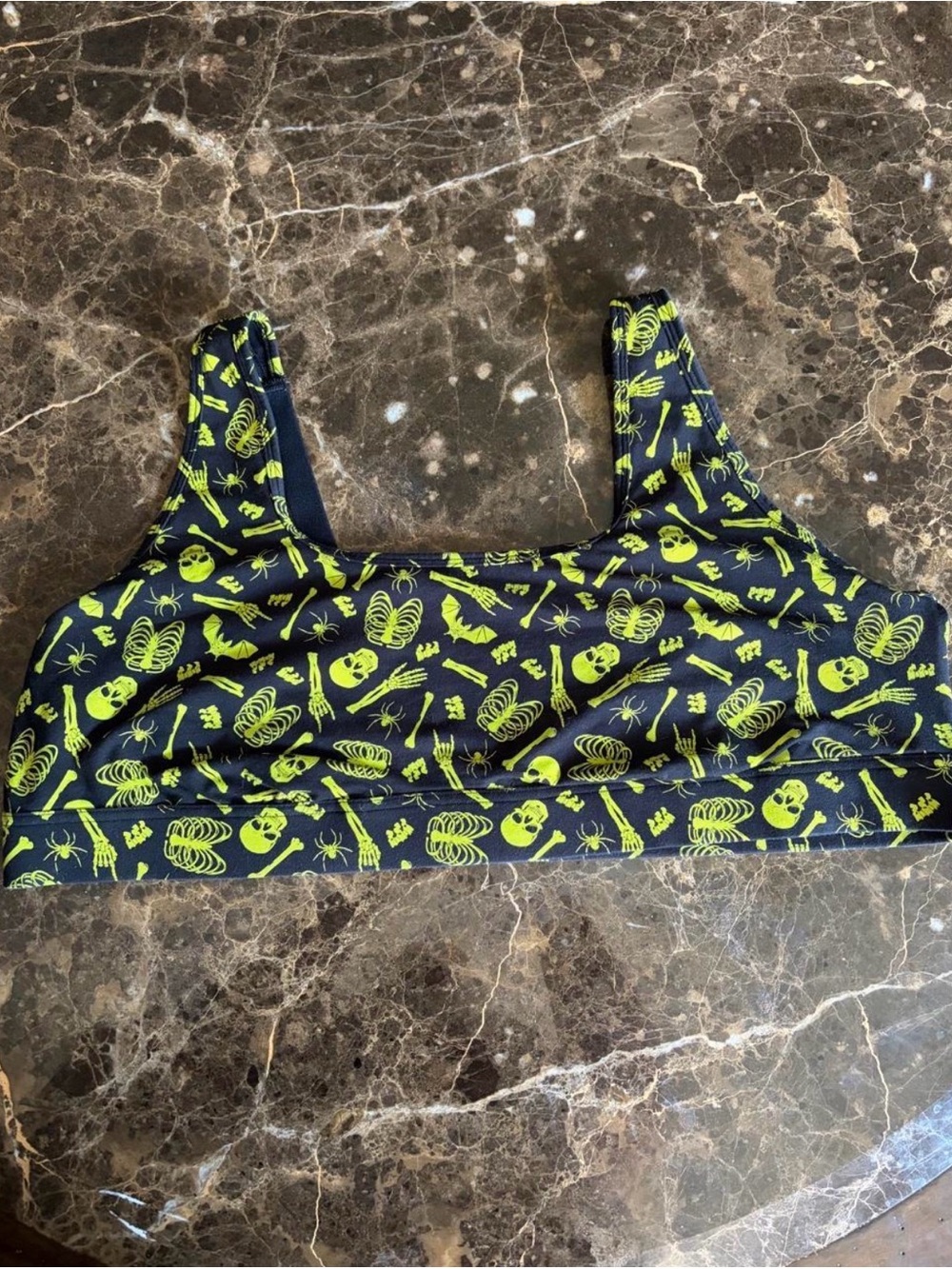 Neon Green Skeleton sports bra